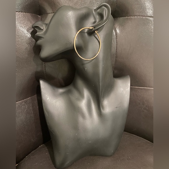 Gold Tone Giant Hoop Earrings - Picture 2 of 2
